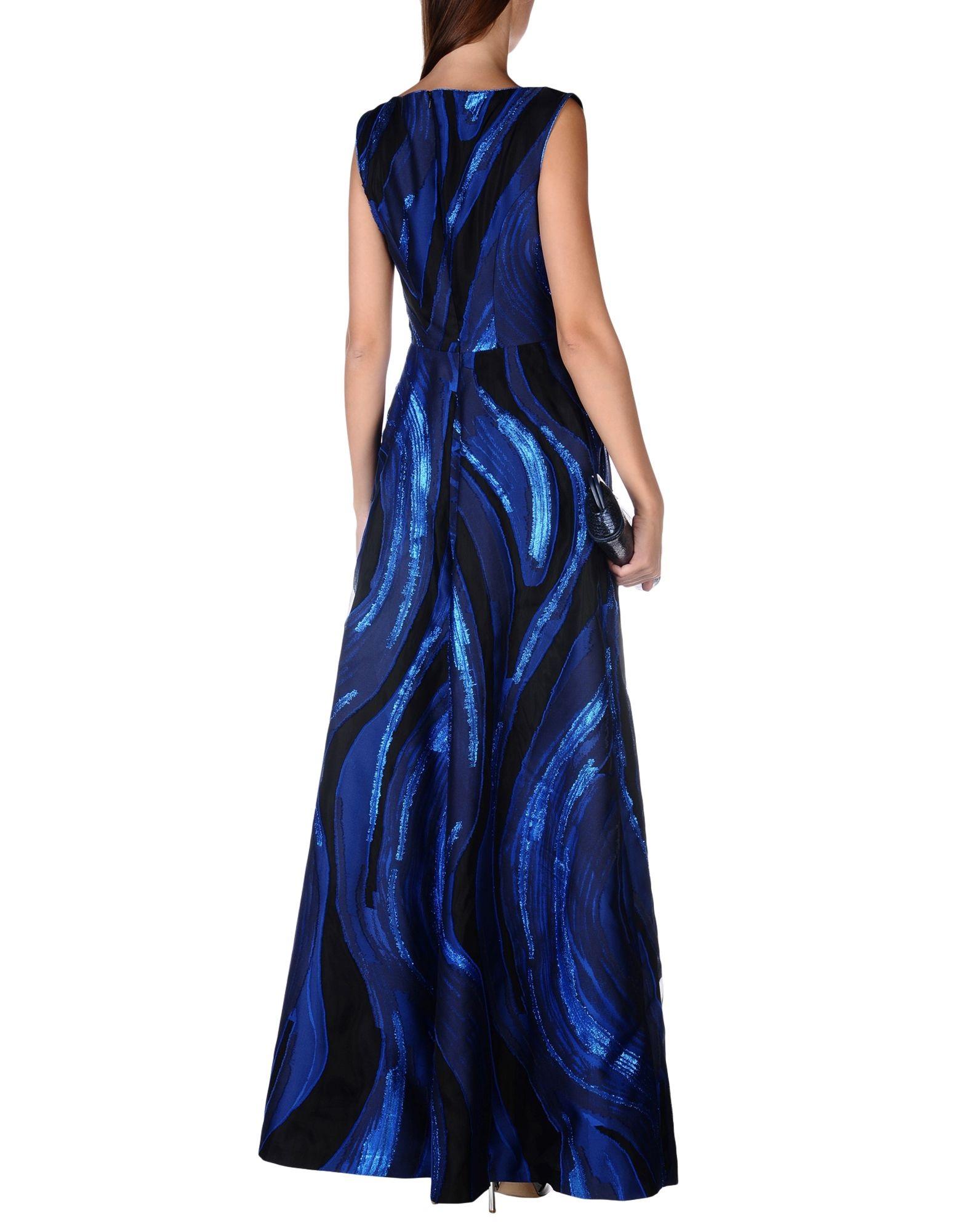 Alberta Ferretti Jacquard Marineblaues langes Metallic-Kleid von Alberta Ferretti It 40 - US 4 (Violett) im Angebot