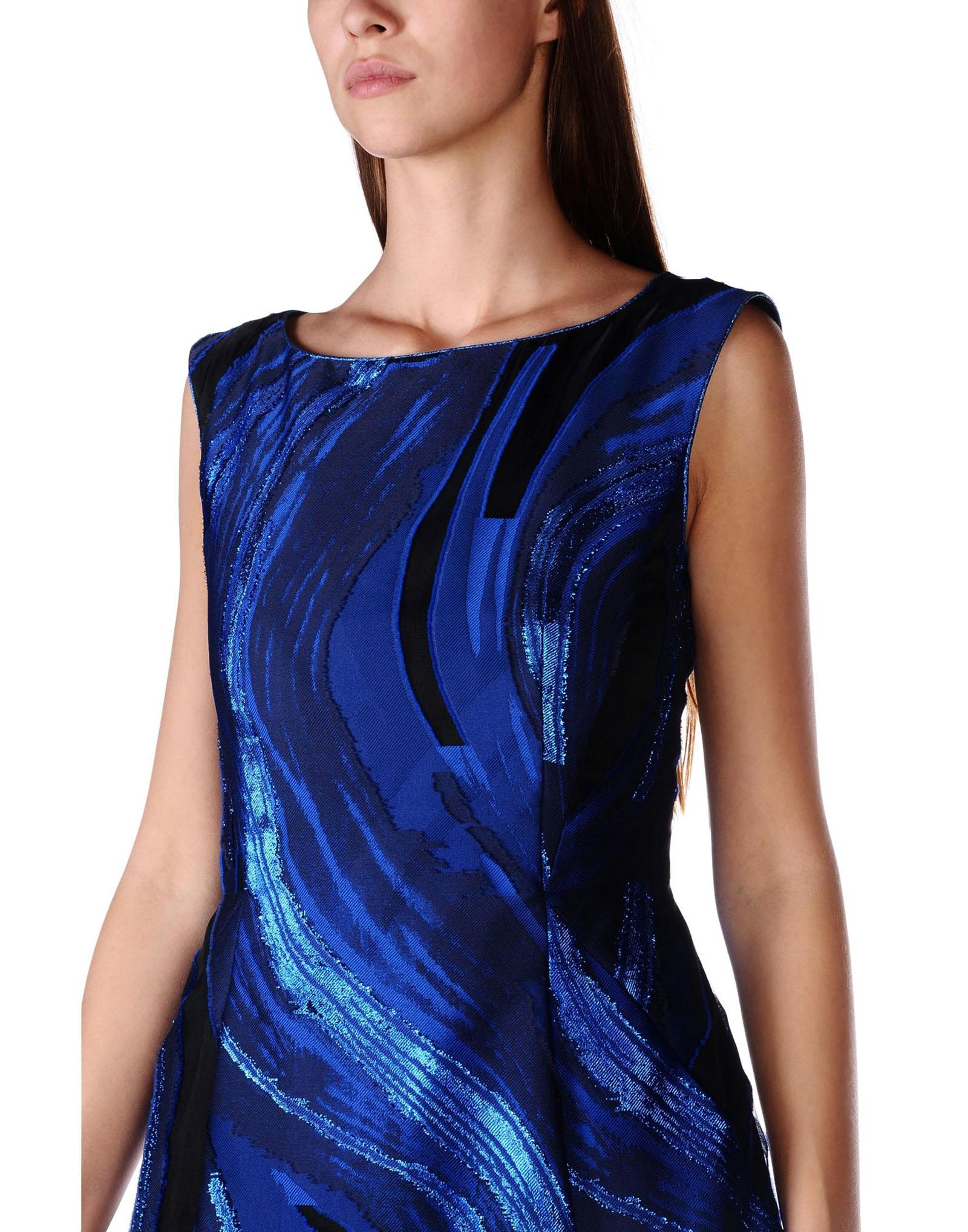 Alberta Ferretti Jacquard Marineblaues langes Metallic-Kleid von Alberta Ferretti It 40 - US 4 im Zustand „Neu“ im Angebot in Montgomery, TX