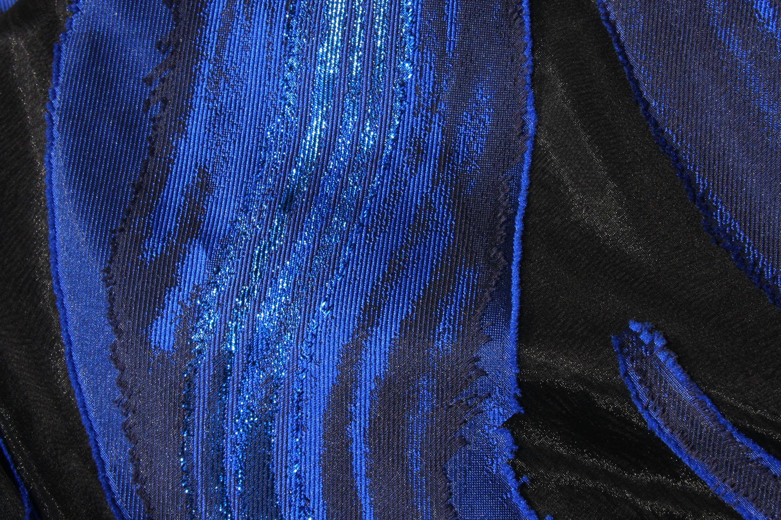New Alberta Ferretti Jacquard Navy Black Metallic Long Dress Gown It 40 - US 4 For Sale 2