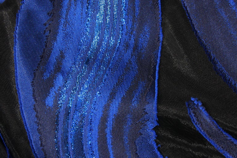 New Alberta Ferretti Jacquard Navy Black Metallic Long Dress Gown It 40 - US 4 For Sale 4