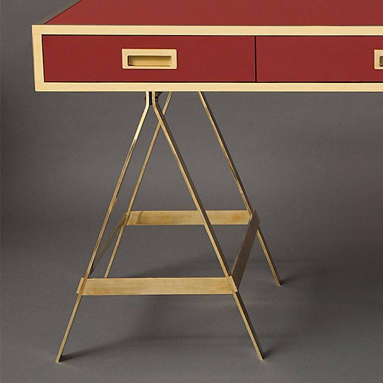 American New Albrizzi Trestle Desk in Brass For Sale