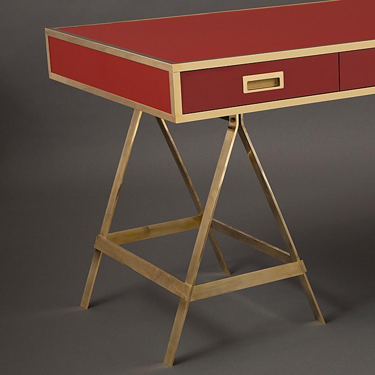 New Albrizzi Trestle Desk in Brass In New Condition For Sale In New York, NY