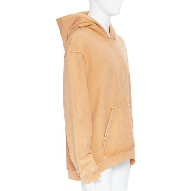 new ALCHEMIST orange washed cotton tweed embroidered hood patchwork hoodie L In New Condition For Sale In Hong Kong, NT