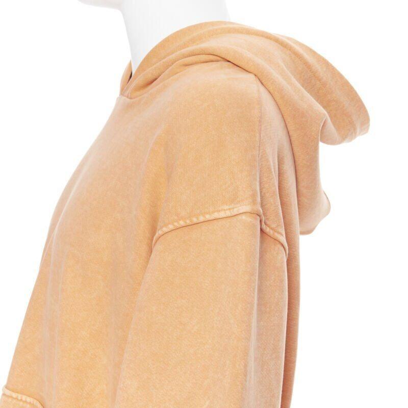 new ALCHEMIST orange washed cotton tweed embroidered hood patchwork hoodie L For Sale 3