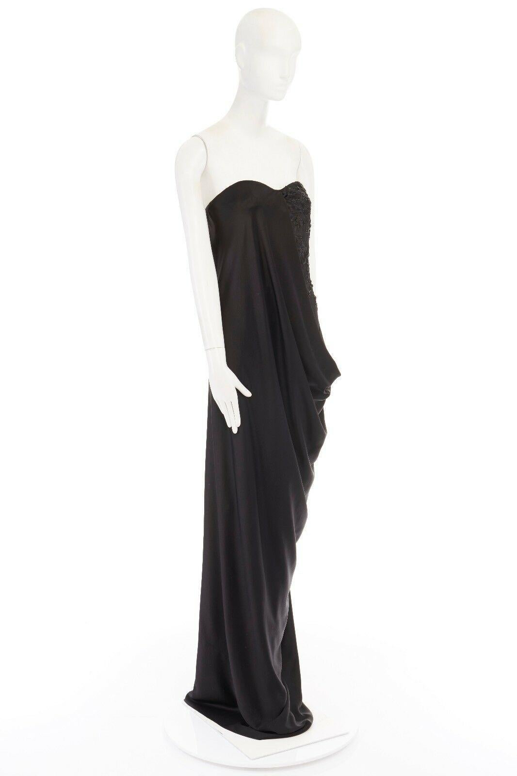 black draped gown