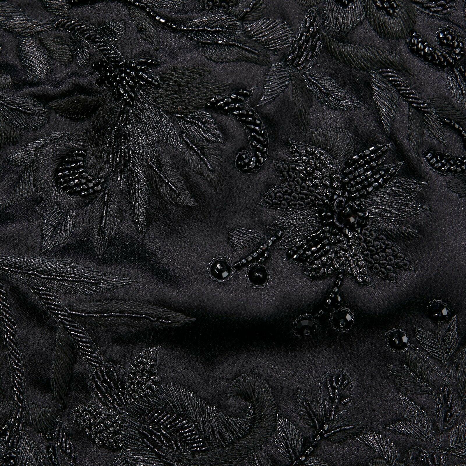 new ALEXANDER MCQUEEN 2008 black bead embroidery draped silk gown dress IT38 XS 1