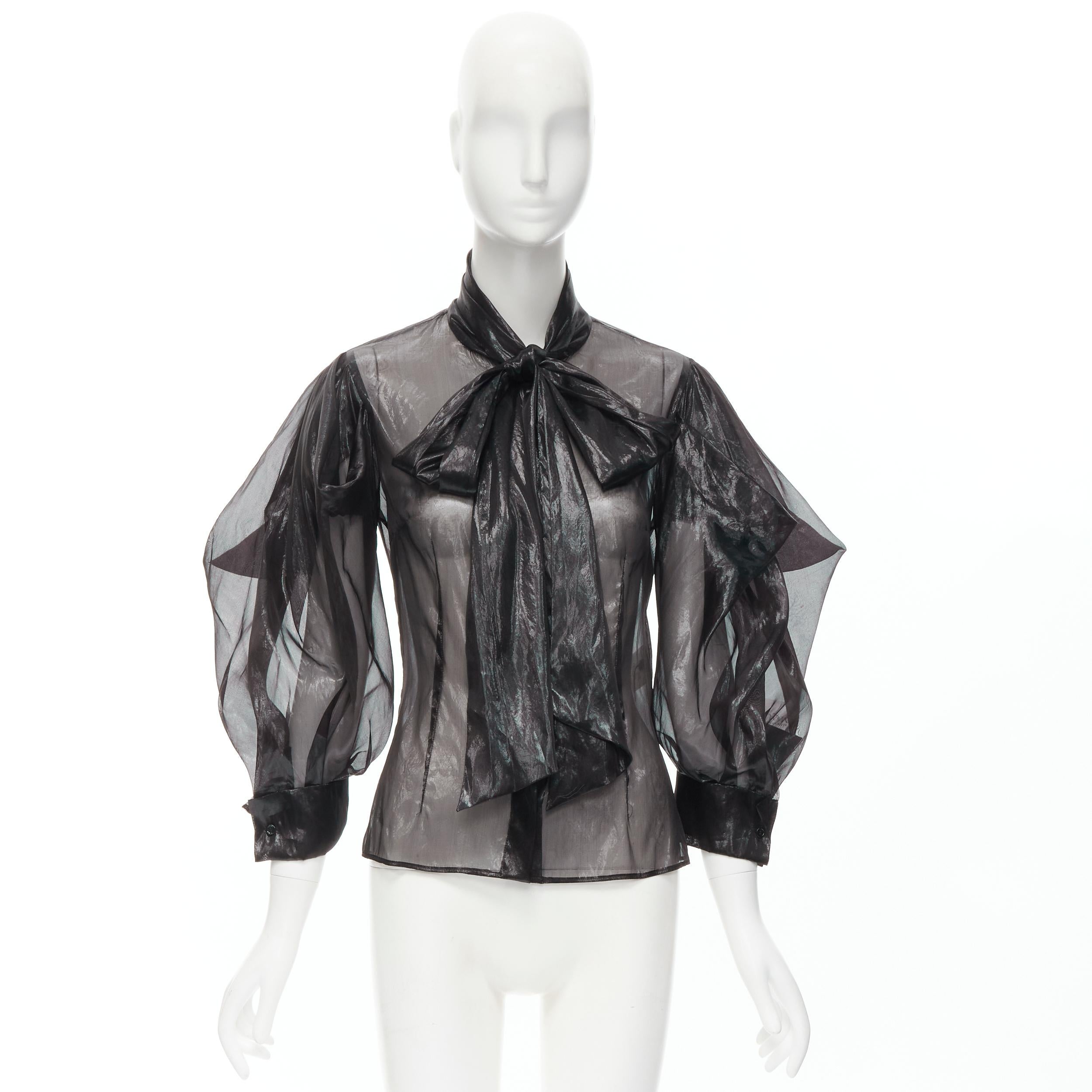 new ALEXANDER MCQUEEN 2009 Horn Of Plenty Runway black trashbag blouse IT38 XS 4