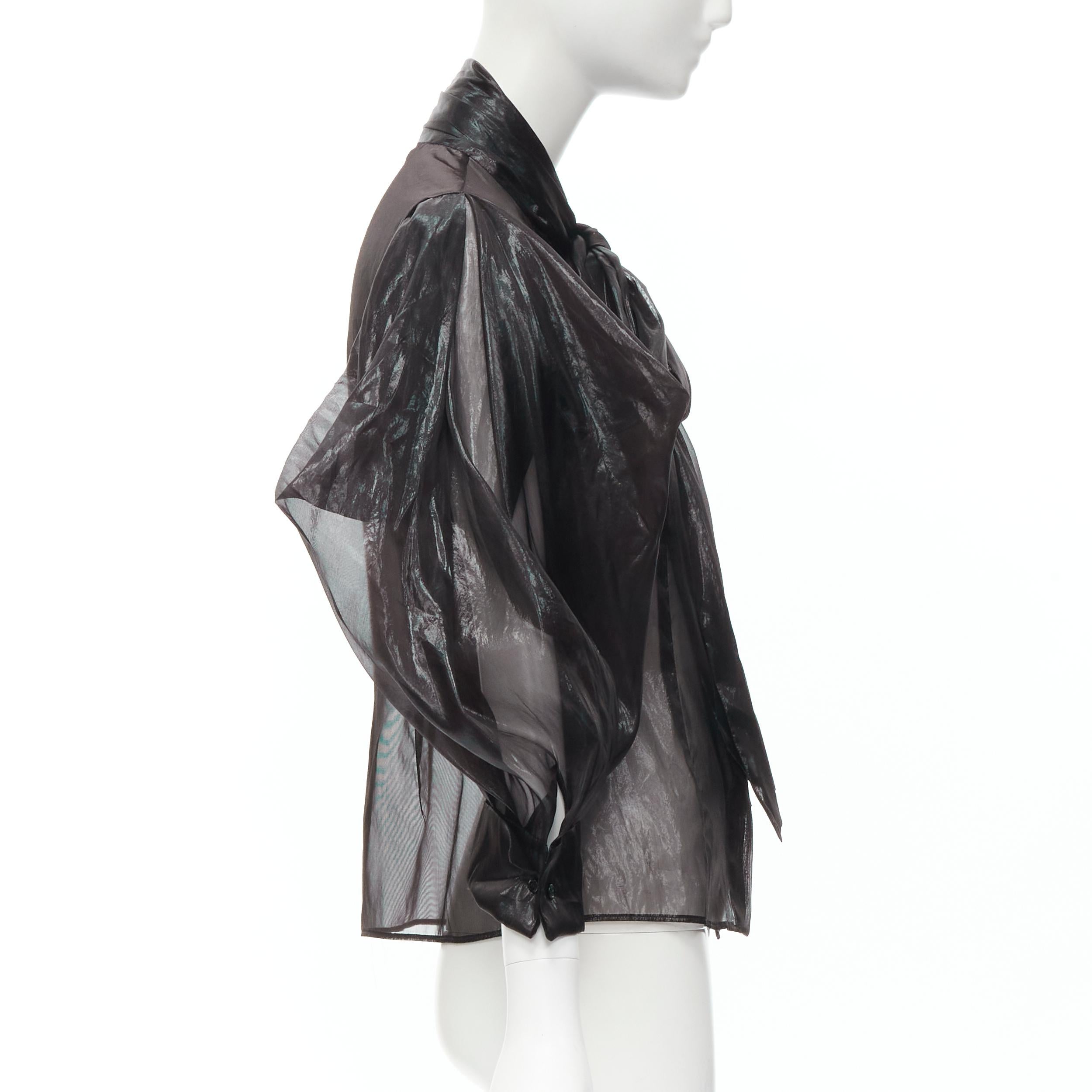 Black new ALEXANDER MCQUEEN 2009 Horn Of Plenty Runway black trashbag blouse IT38 XS