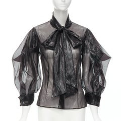 ALEXANDER MCQUEEN - Chemisier noir « Horn Of Plenty » en tissu délavé, taille IT 38, neuf, 2009