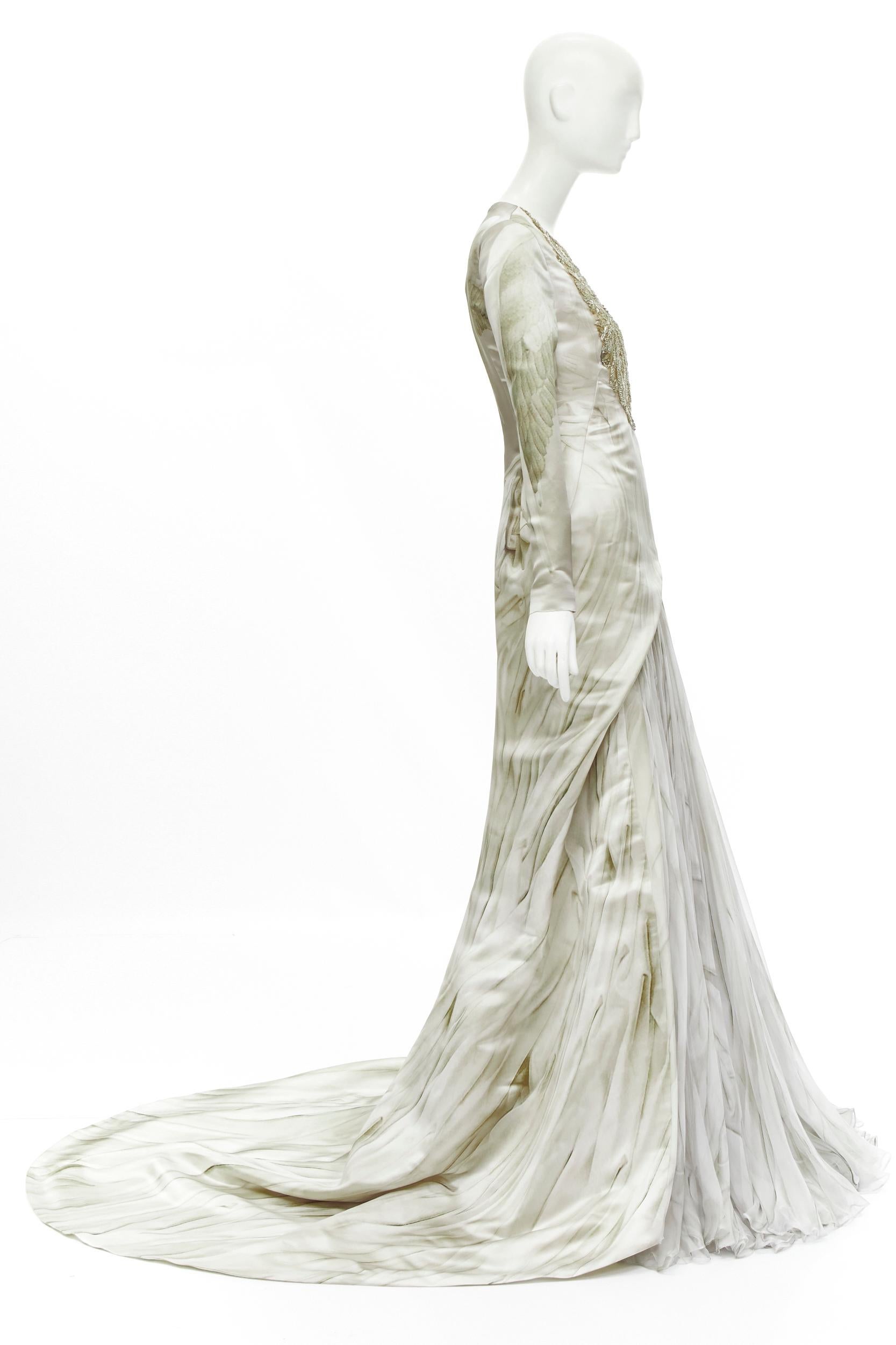 new ALEXANDER MCQUEEN 2010 Angels Demons embellished chiffon skirt gown IT40 S In New Condition For Sale In Hong Kong, NT