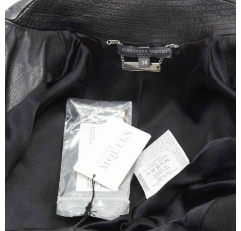 new ALEXANDER MCQUEEN 2010 black leather belted peplum biker jacket IT38 XS 4