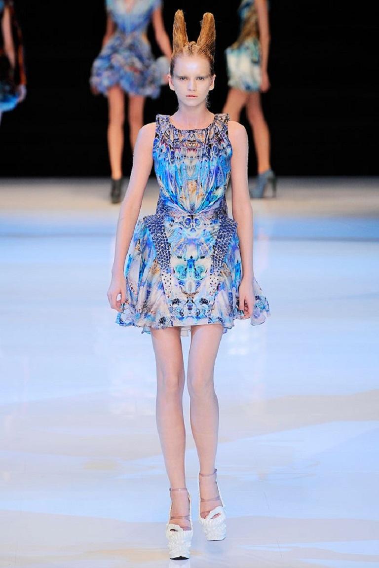 New ALEXANDER MCQUEEN 2010 Runway Platos Atlantis Blue Print Peplum New ALEXANDER MCQUEEN 2010 Runway Platos Atlantis Blue Print Peplum