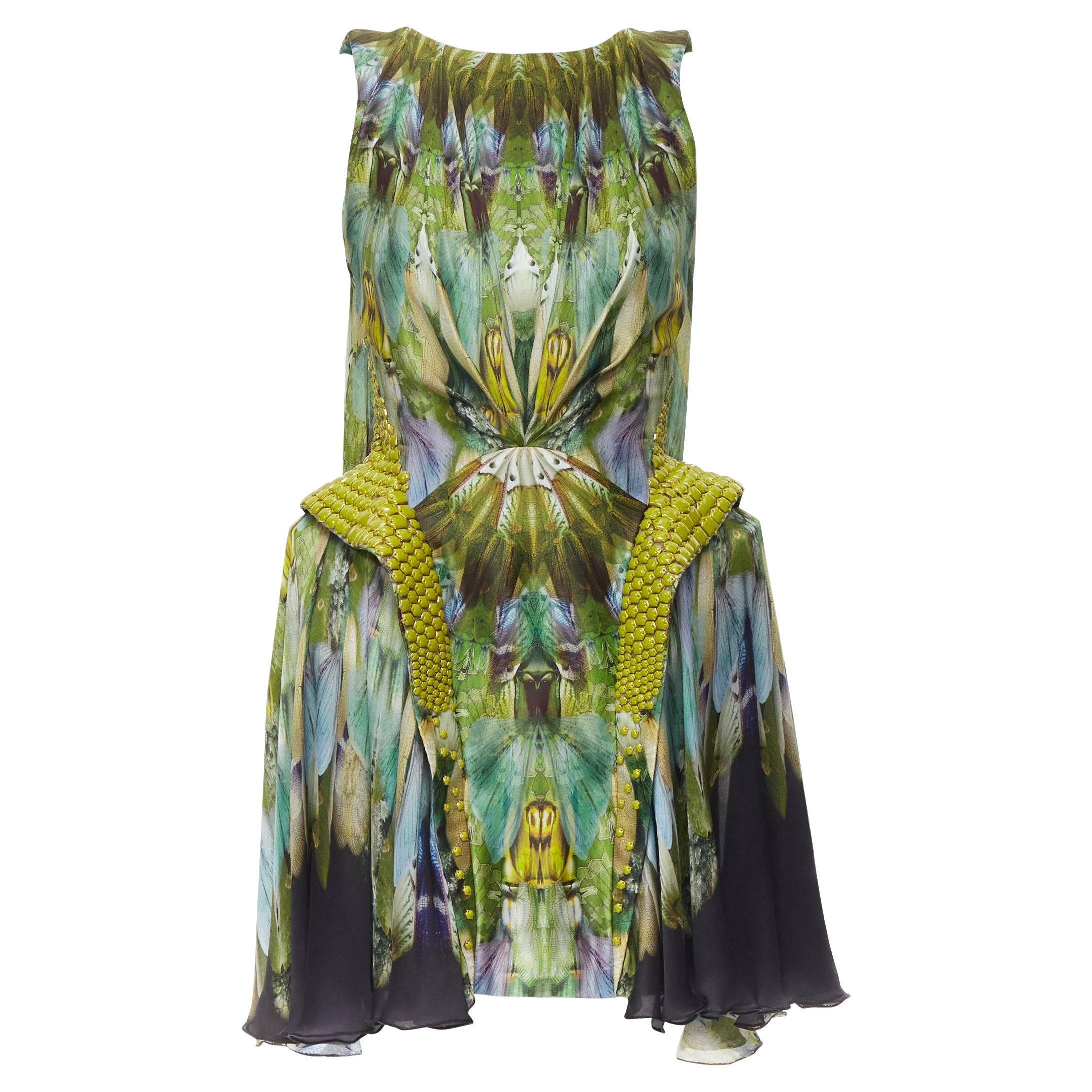 new ALEXANDER MCQUEEN 2010 Runway Platos Atlantis green embellished dress IT38
