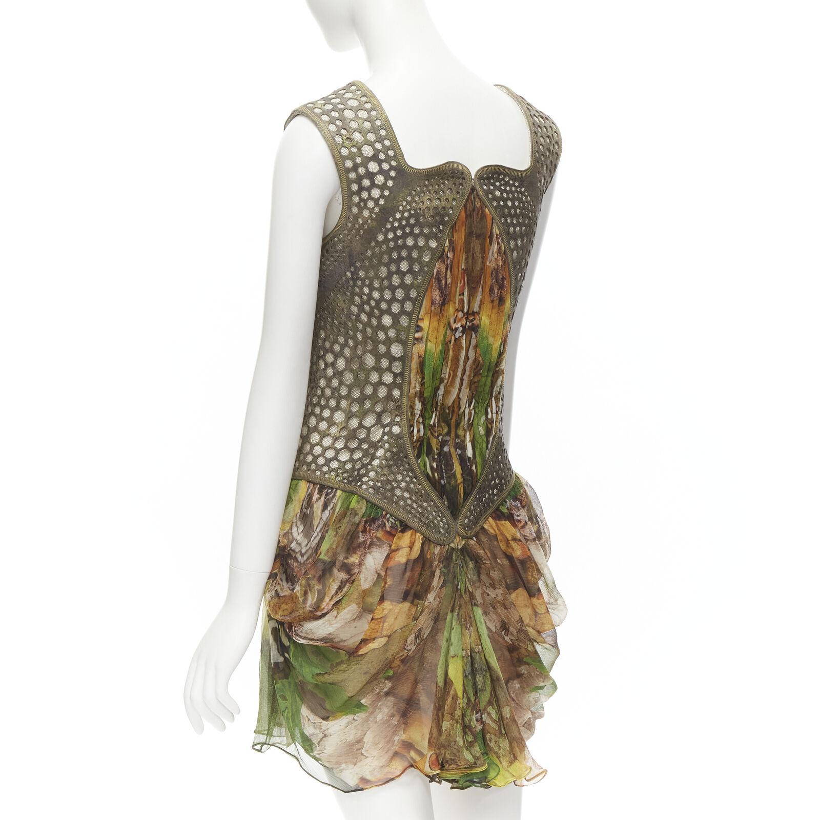 Women's new ALEXANDER MCQUEEN 2010 Runway Platos Atlantis laser cut Moth dress IT38 S