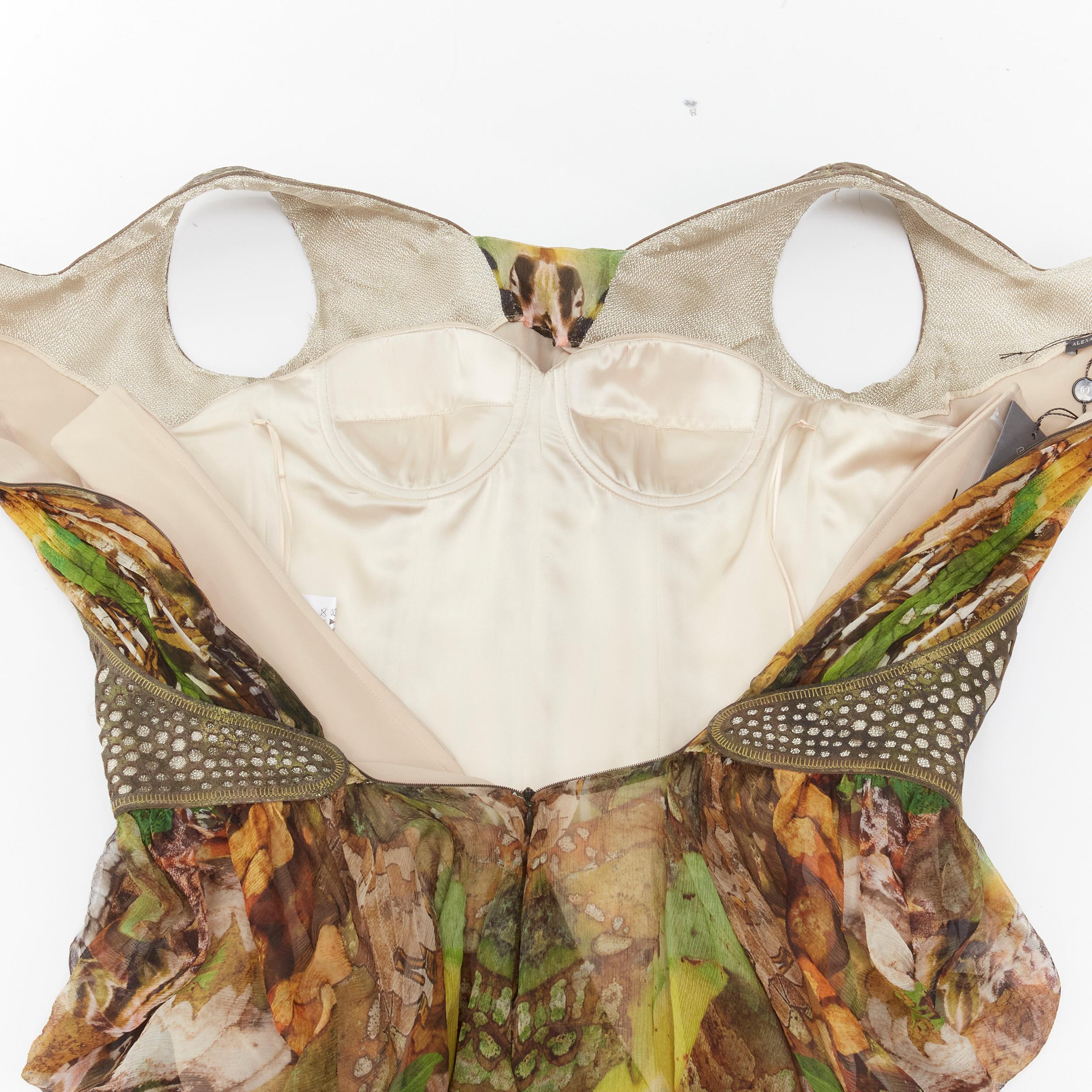 new ALEXANDER MCQUEEN 2010 Runway Platos Atlantis laser cut Moth dress IT40 S 2