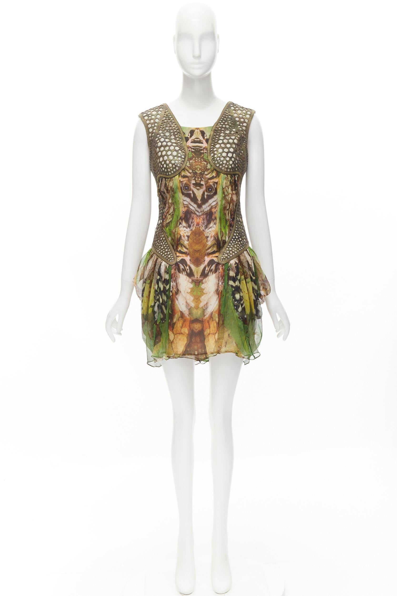 new ALEXANDER MCQUEEN 2010 Runway Platos Atlantis laser cut Moth dress IT40 S 4