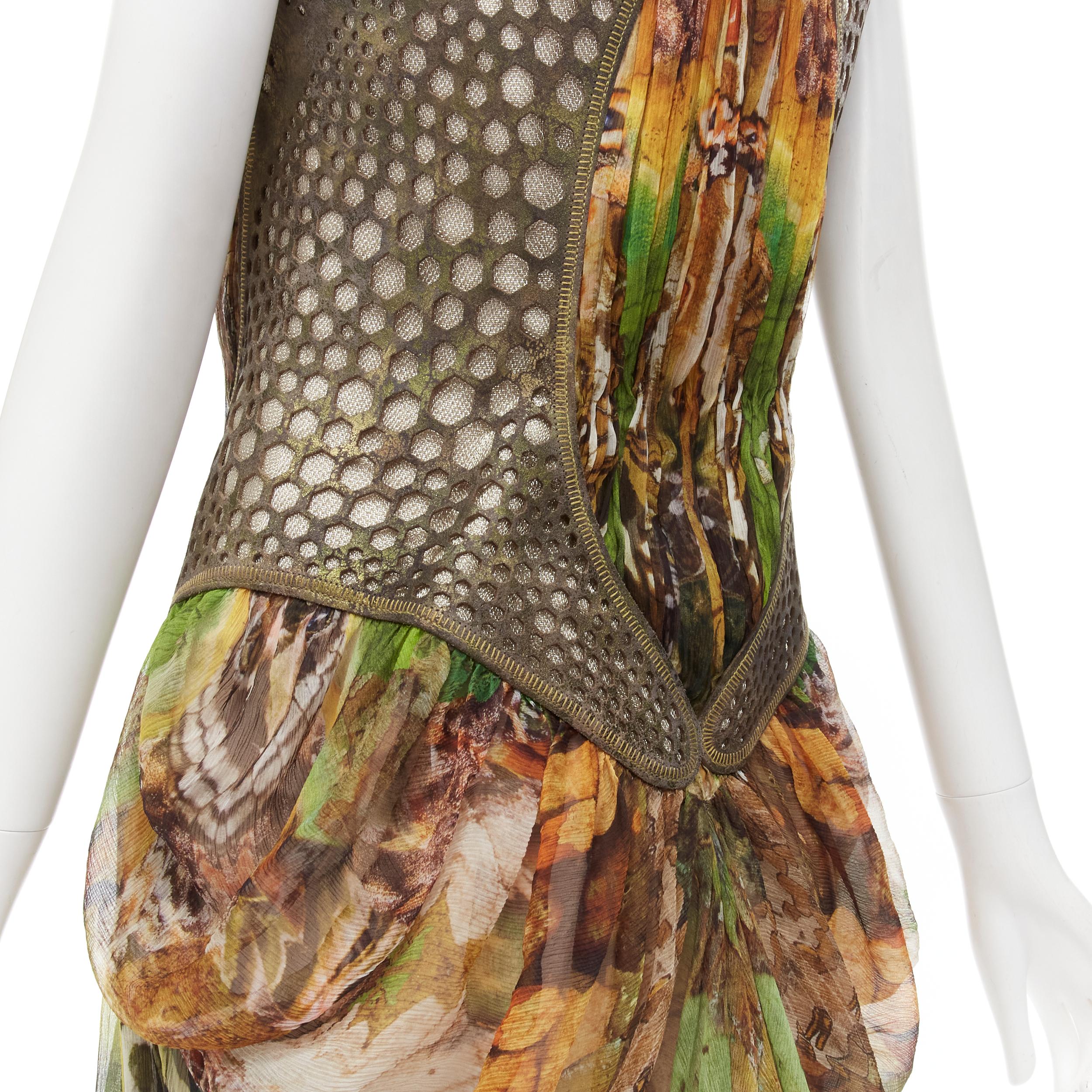 Women's new ALEXANDER MCQUEEN 2010 Runway Platos Atlantis laser cut Moth dress IT40 S
