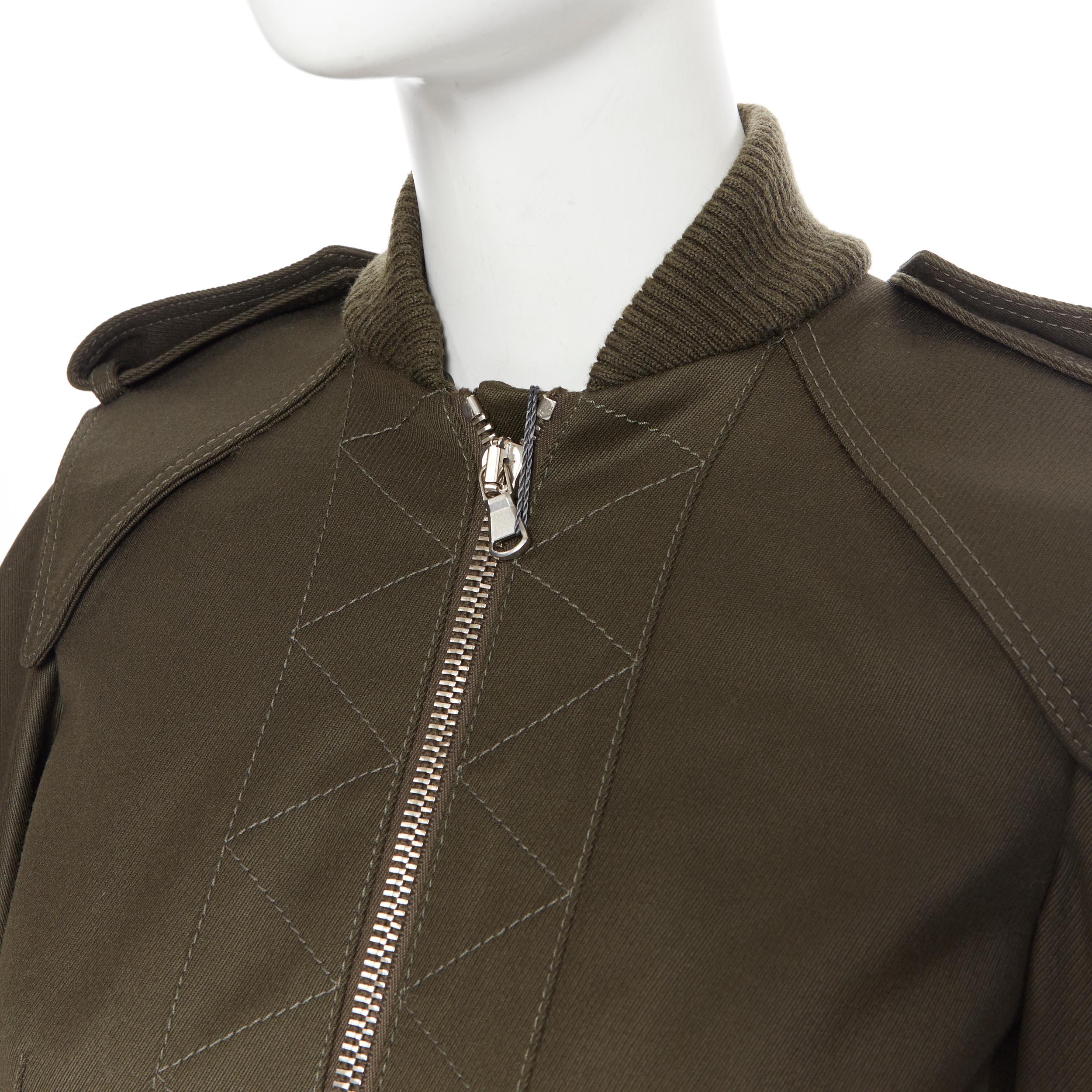 new ALEXANDER MCQUEEN 2015 khaki green belted military cape jacket IT36 XS In New Condition In Hong Kong, NT