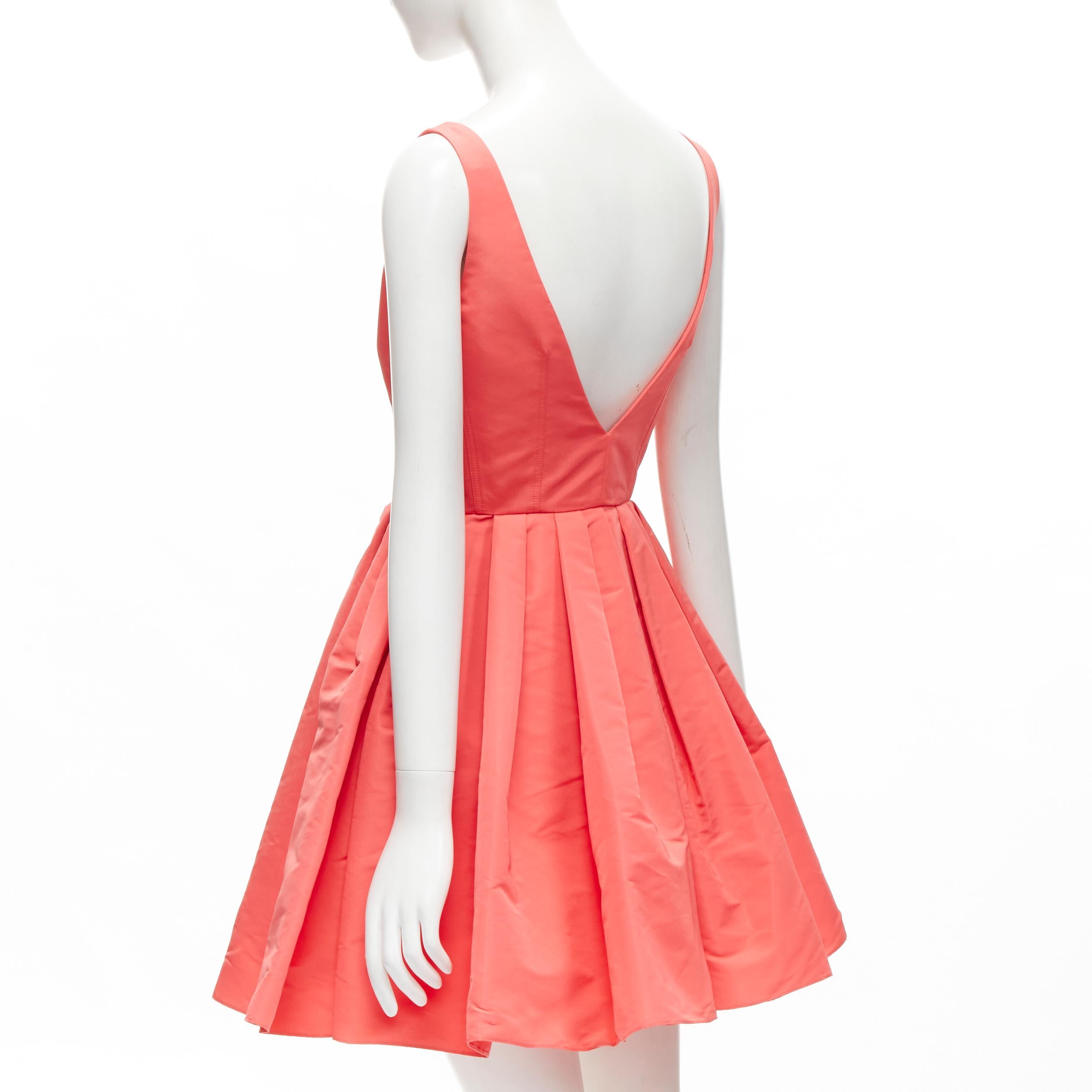 Women's new ALEXANDER MCQUEEN 2021 pink taffeta zip front fit flared dress IT38 S For Sale