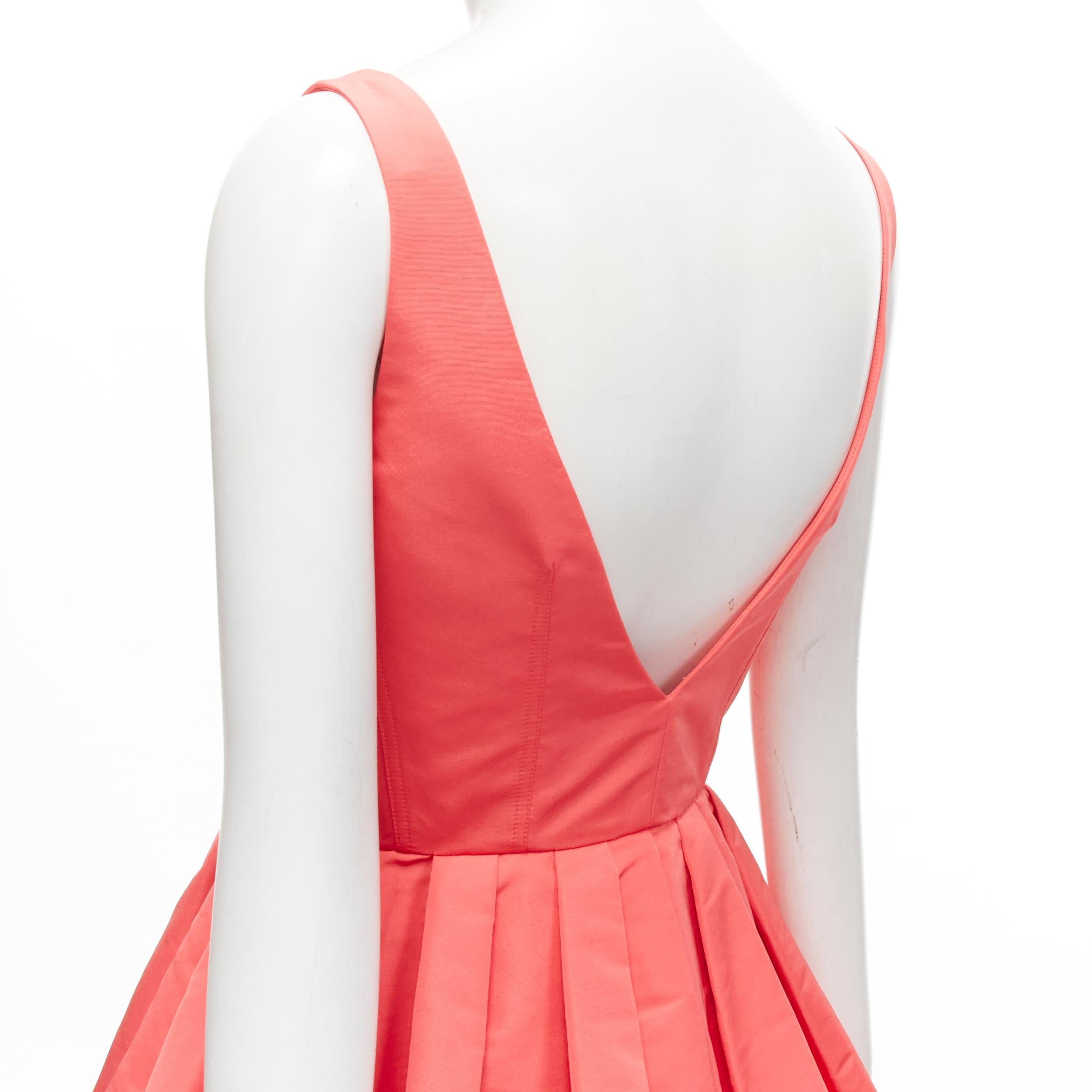 new ALEXANDER MCQUEEN 2021 pink taffeta zip front fit flared dress IT38 S For Sale 2
