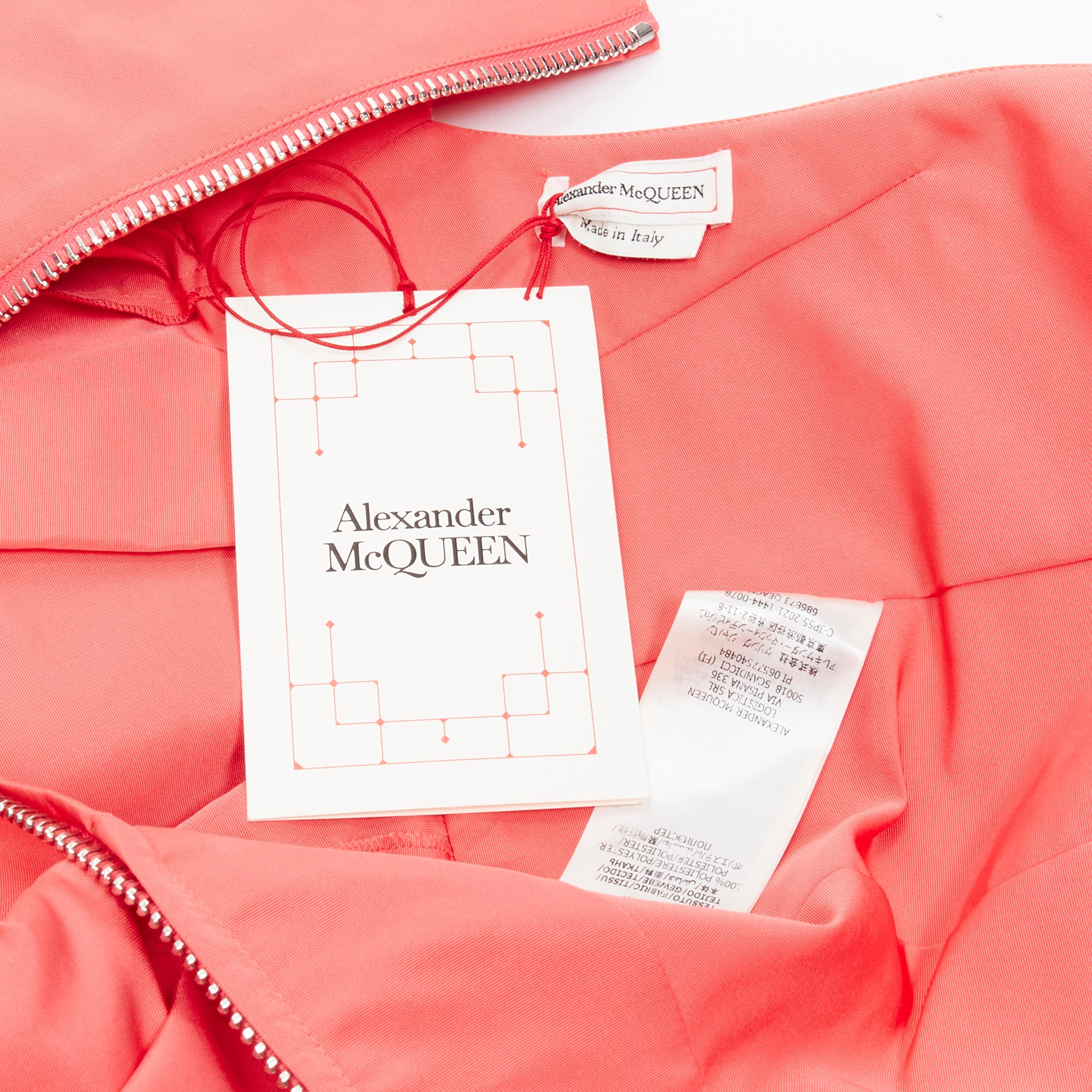 new ALEXANDER MCQUEEN 2021 pink taffeta zip front fit flared dress IT38 S For Sale 3