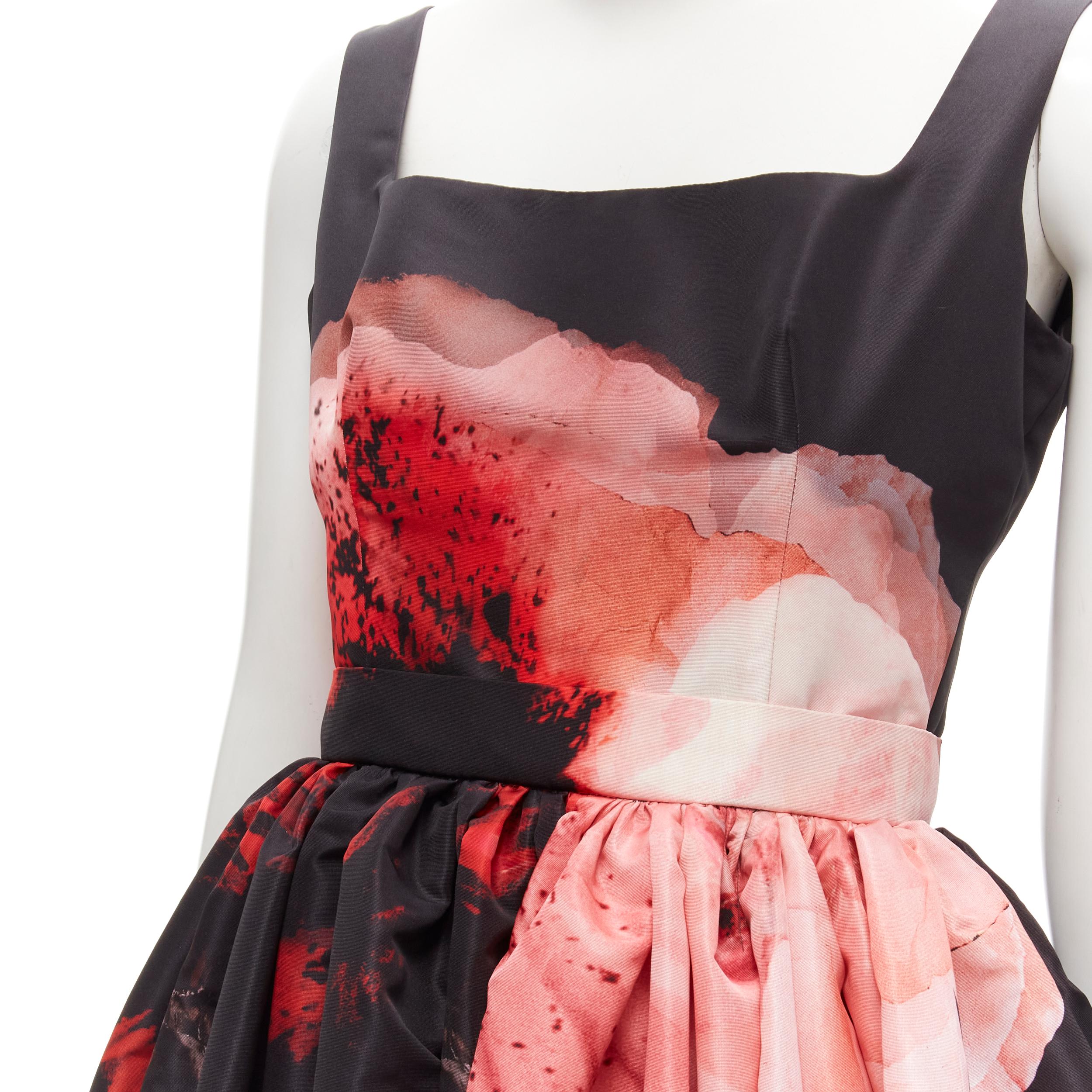 new ALEXANDER MCQUEEN 2021 Runway Anemone black red floral full gown IT38 S For Sale 2