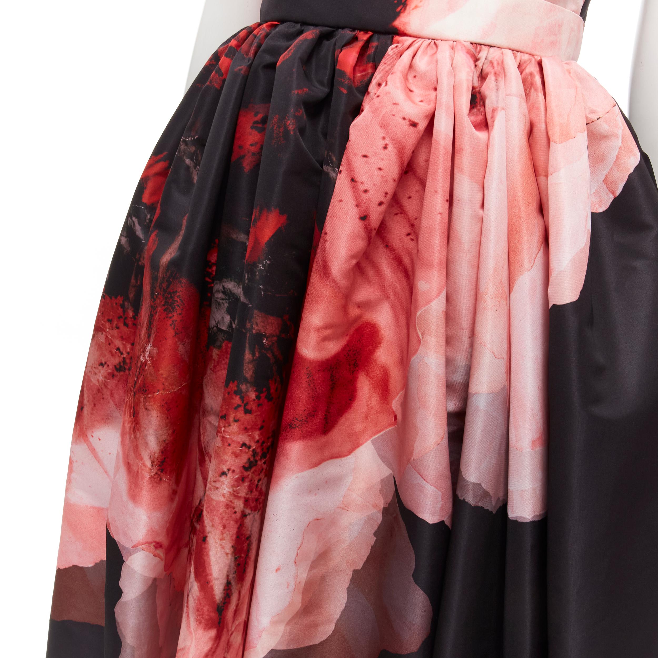 new ALEXANDER MCQUEEN 2021 Runway Anemone black red floral full gown IT38 S For Sale 3