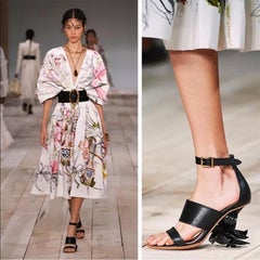 New Alexander McQueen 3D Magnolia Flower Heel Black Leather Shoes It. 40   US 10