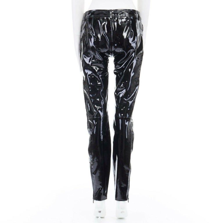 new ALEXANDER MCQUEEN AW08 black patent leather skinny biker pants IT40 S at 1stDibs