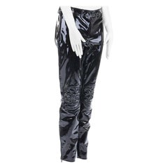 new ALEXANDER MCQUEEN AW08 black patent leather skinny biker pants IT40 S