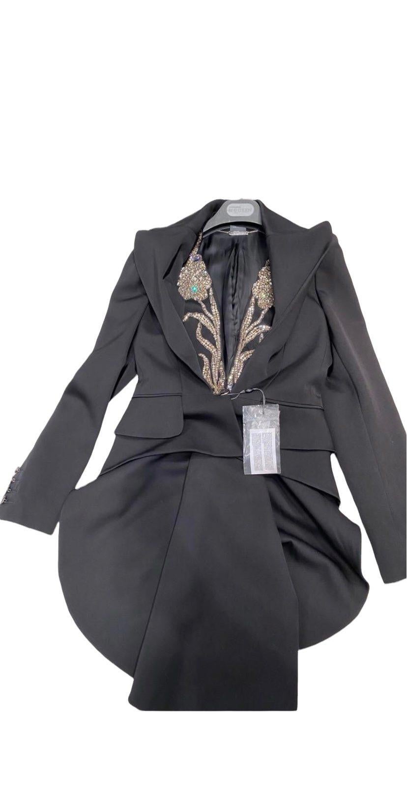 Women's or Men's New Alexander McQueen Black Crystal embellished blazer jacket 42 - 6
