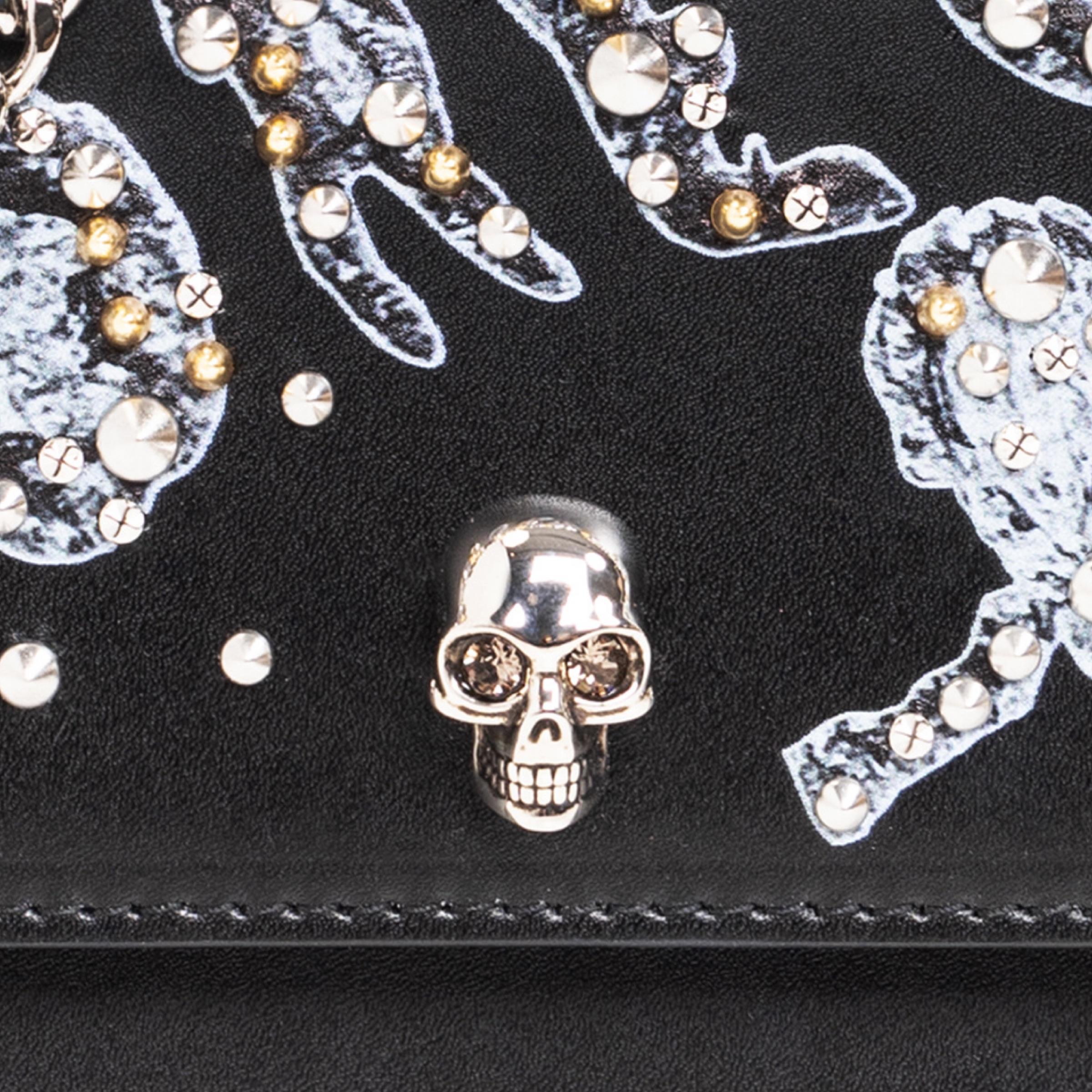 New Alexander McQueen Black Mini Skull Studded Leather Crossbody Bag For Sale 8
