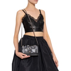 New Alexander McQueen Black Mini Skull Studded Leather Crossbody Bag