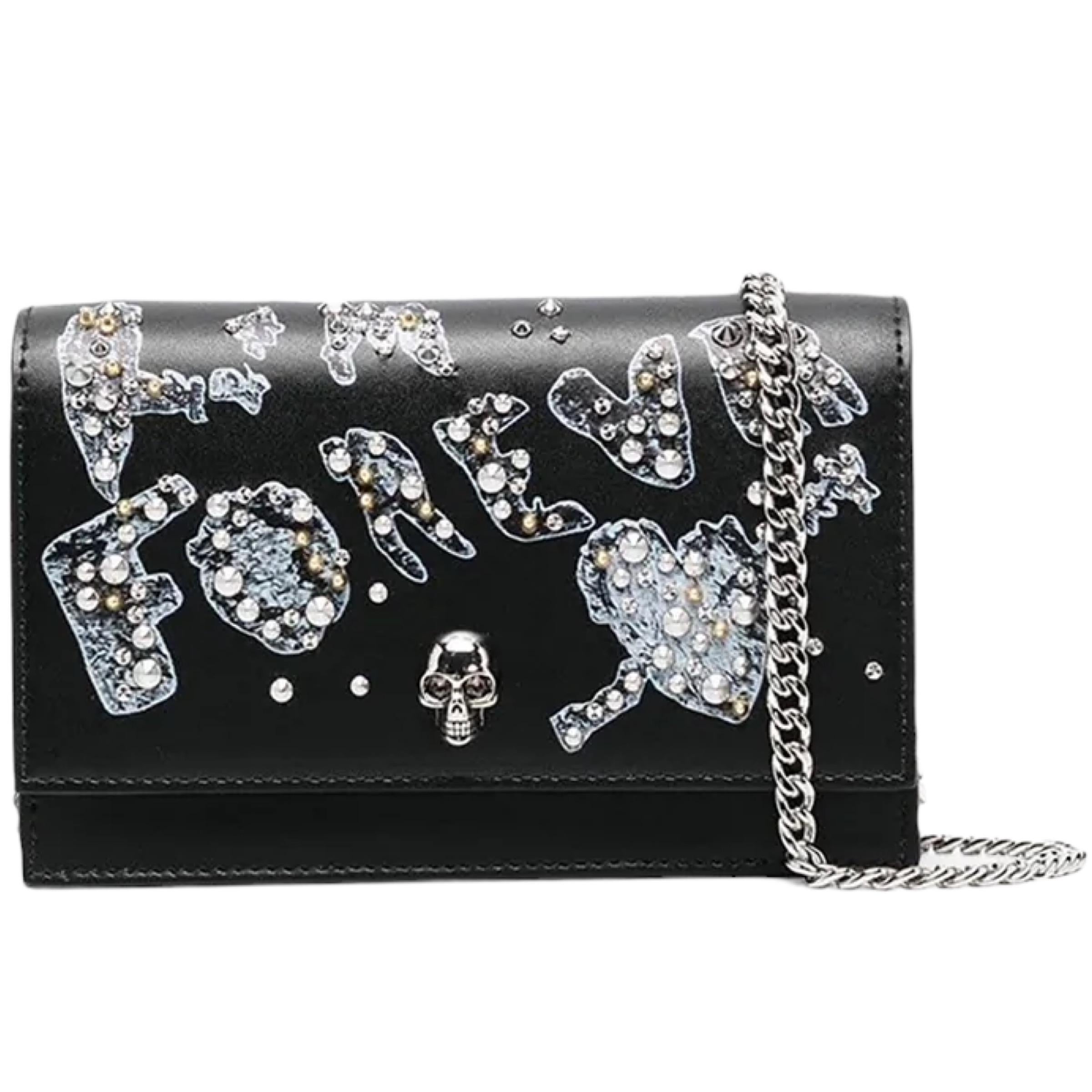 New Alexander McQueen Black Mini Skull Studded Leather Crossbody Bag In New Condition For Sale In San Marcos, CA