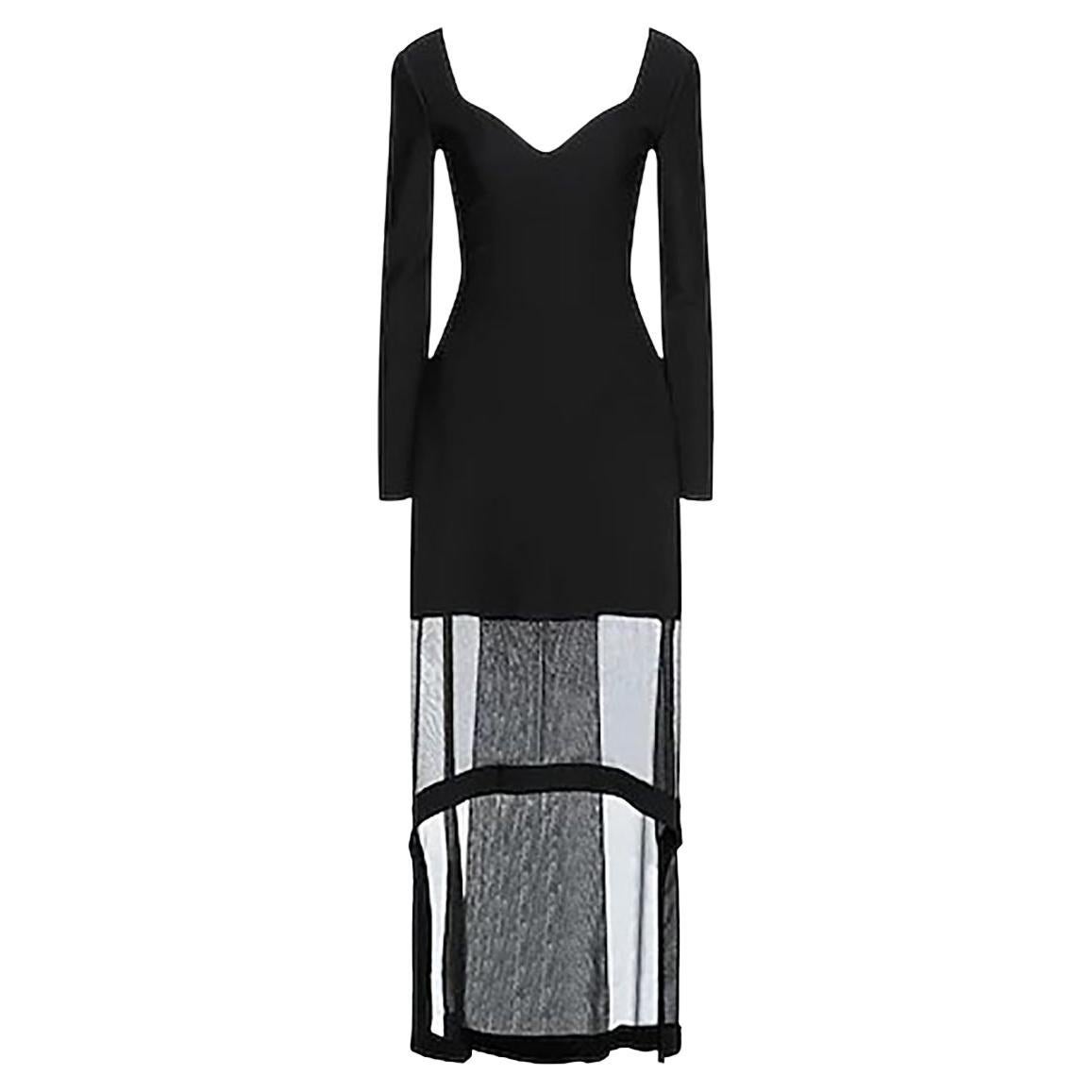 NEW ALEXANDER MCQUEEN BLACK VISCOSE MESH PANEL DRESS Size S, M, L