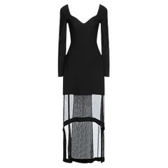 NEW ALEXANDER MCQUEEN BLACK VISCOSE MESH PANEL DRESS Size S,M,L
