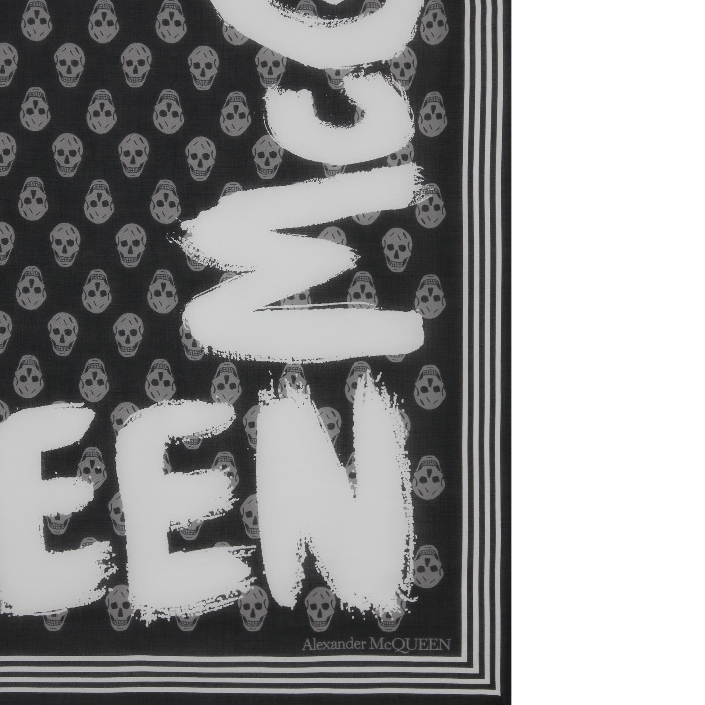 Women's or Men's New Alexander McQueen Black Women's Graffiti Monogram Skull Modal Biker Foulard  For Sale