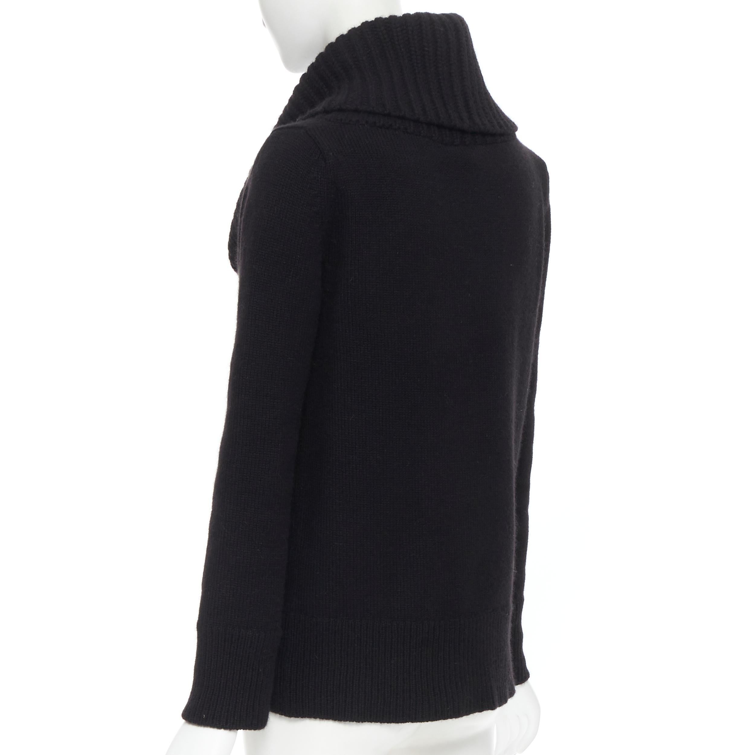 Black new ALEXANDER MCQUEEN black wool angora blend ribbed turtleneck sweater S For Sale