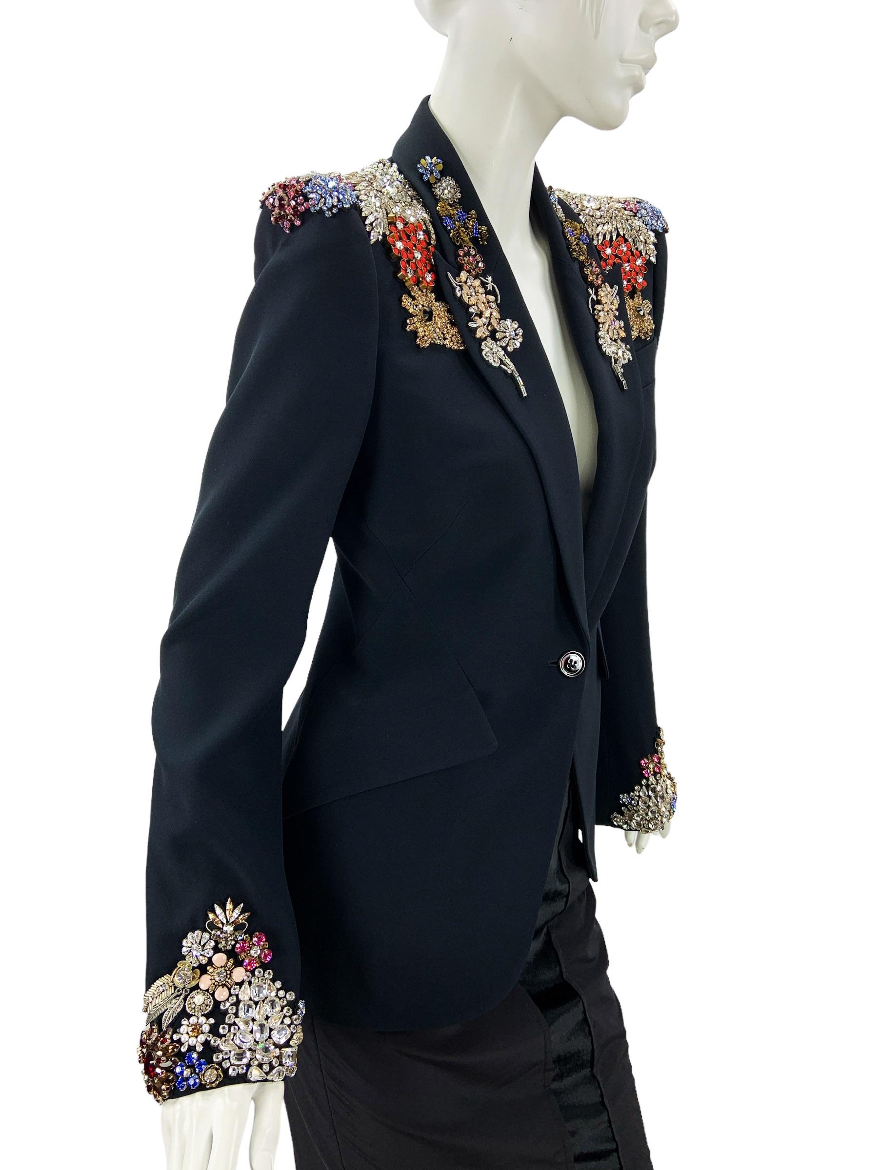 Nero Nuovo Alexander McQueen Giacca impreziosita da cristalli come visto su  Sharon Osbourne 42 in vendita