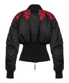 New Alexander McQueen Embellished Jeweled Black Puffer Jacket It. 40