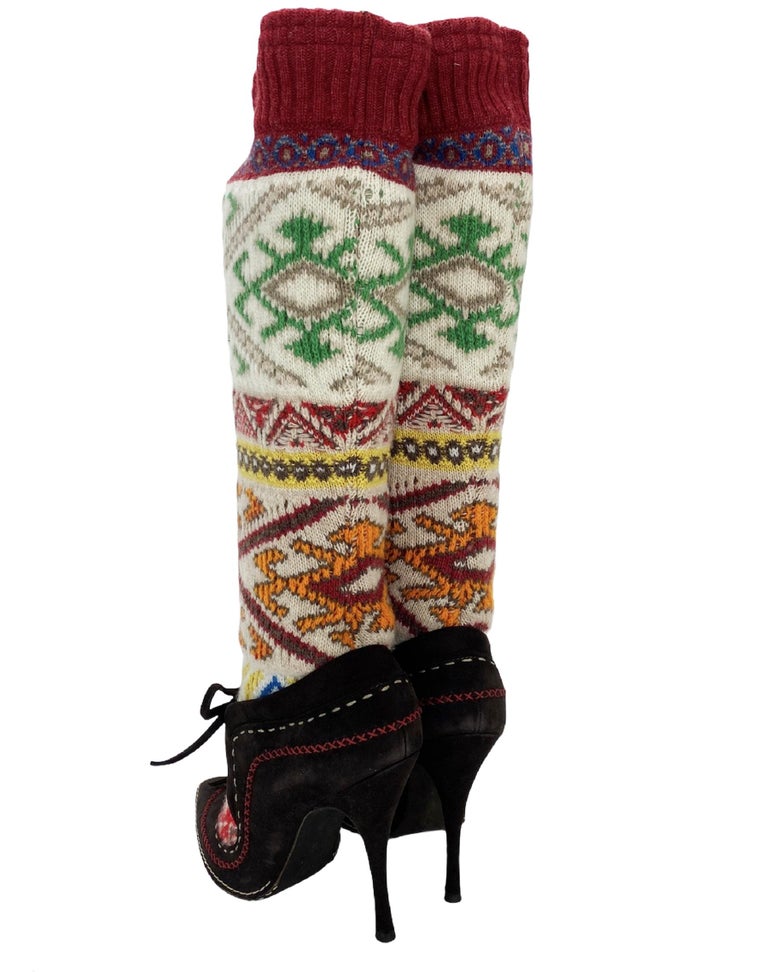 Black New Alexander McQueen F/W 2005 Norwegian Ethnic Knitted Boots It 39 - US 9 For Sale