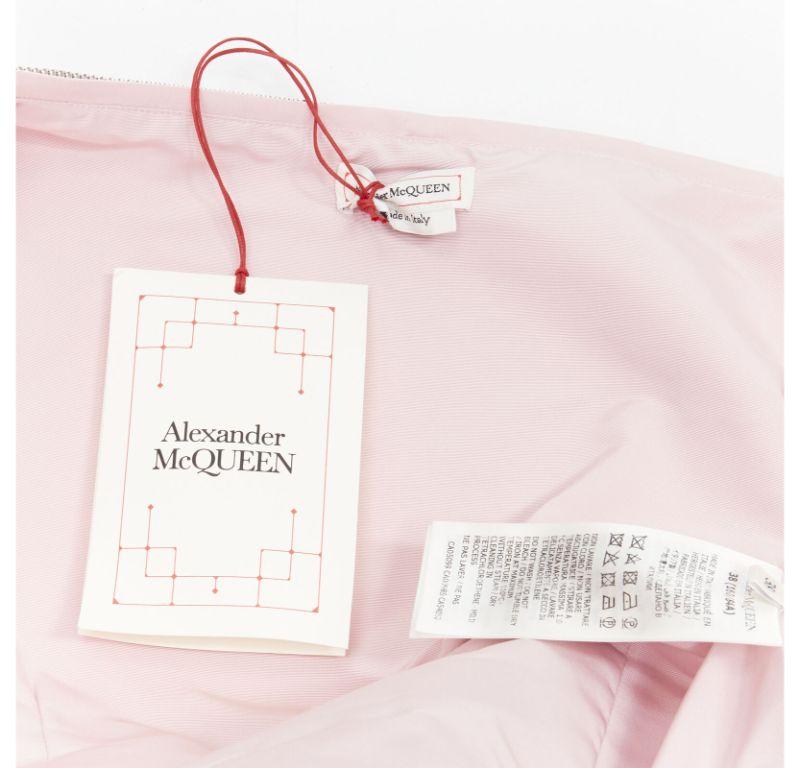 new ALEXANDER MCQUEEN faille light pink ballon sleeve technical dress IT38 XS For Sale 7