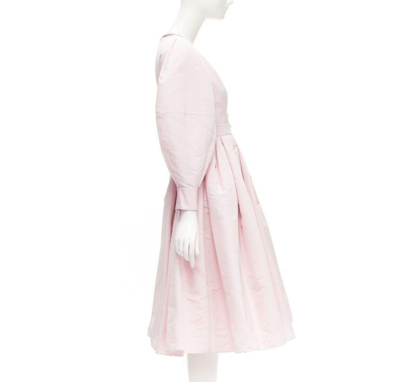 Women's new ALEXANDER MCQUEEN faille light pink ballon sleeve technical dress IT38 XS For Sale