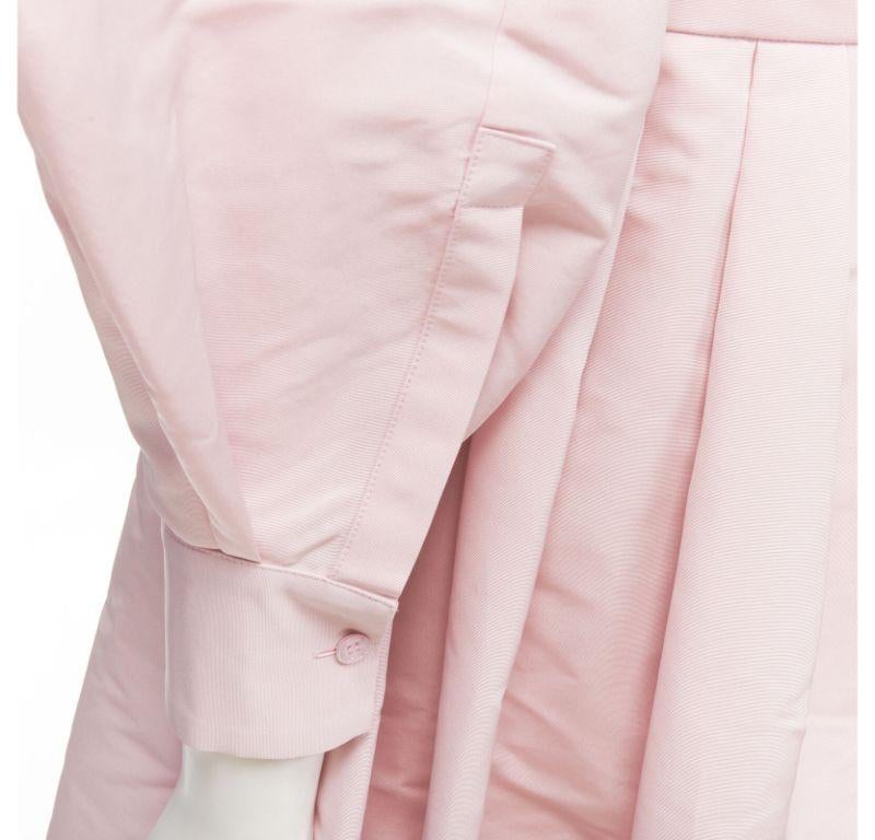 new ALEXANDER MCQUEEN faille light pink ballon sleeve technical dress IT38 XS For Sale 3