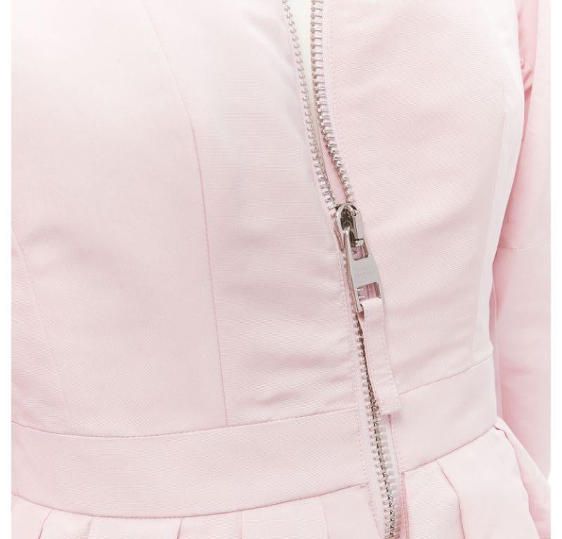 new ALEXANDER MCQUEEN faille light pink ballon sleeve technical dress IT38 XS For Sale 4