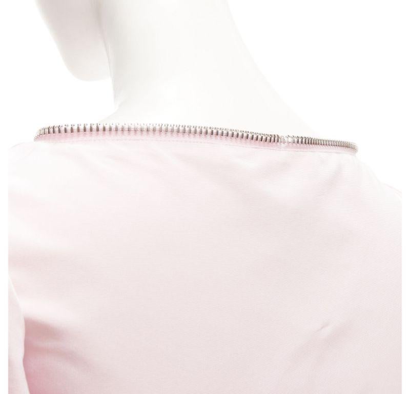 new ALEXANDER MCQUEEN faille light pink ballon sleeve technical dress IT38 XS For Sale 5