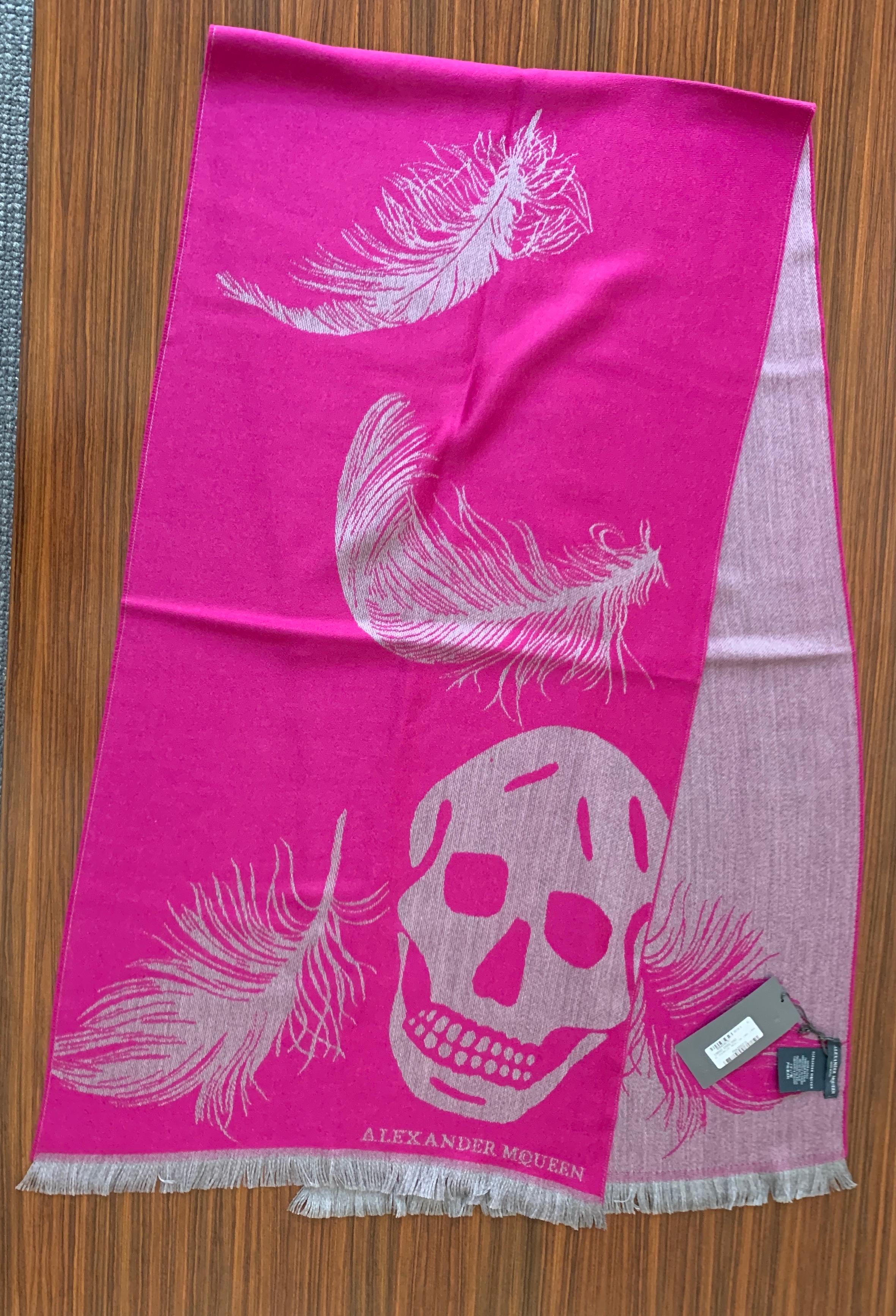 alexander mcqueen pink skull scarf