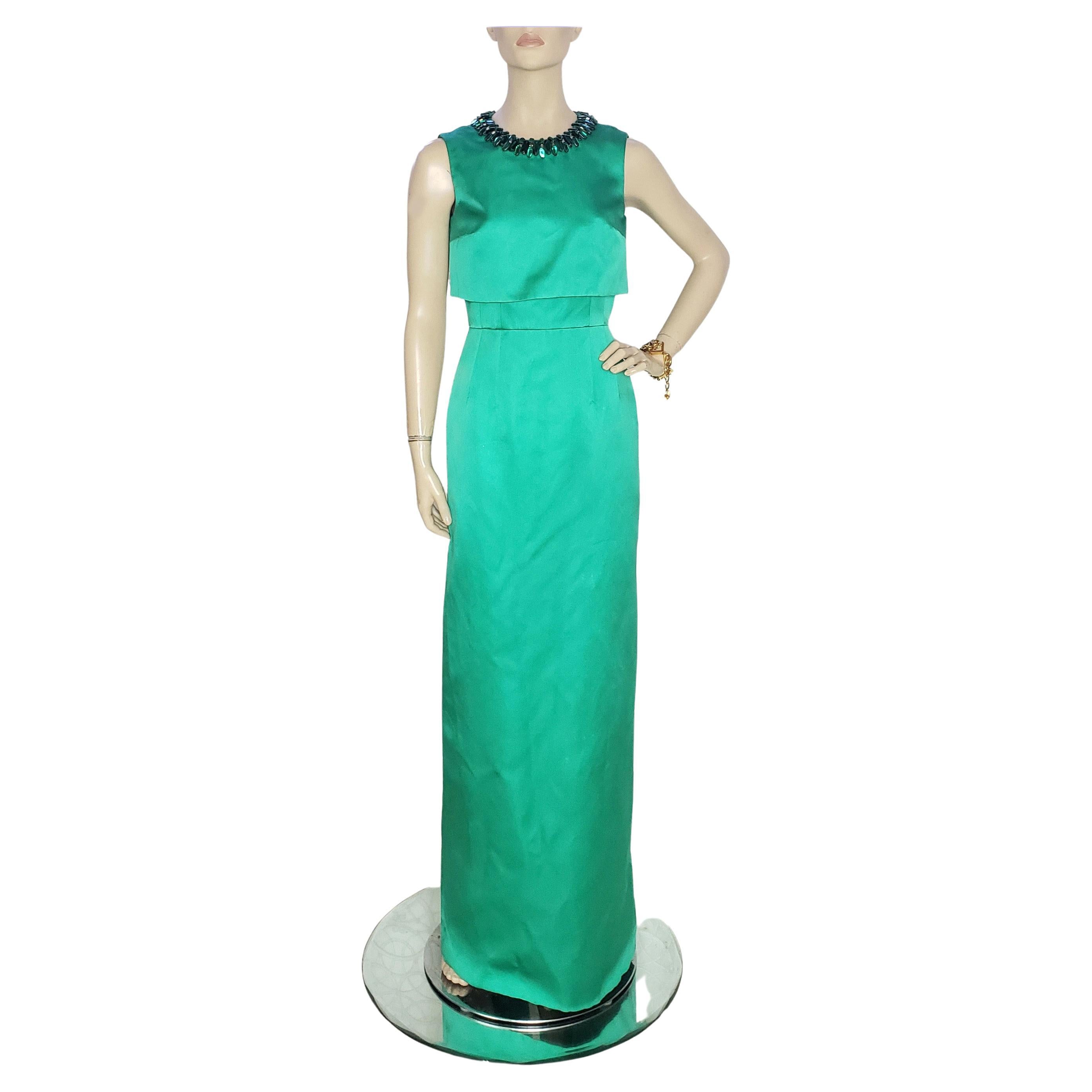 NEW ALEXANDER McQueen GREEN EVENING DRESS size 40 - 4 For Sale