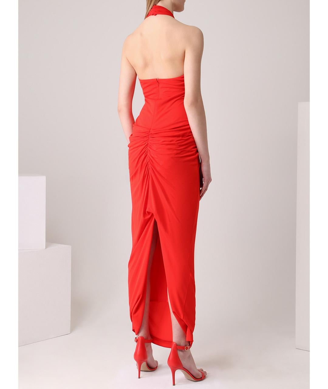 Red New Alexander McQueen long red embellished dress For Sale