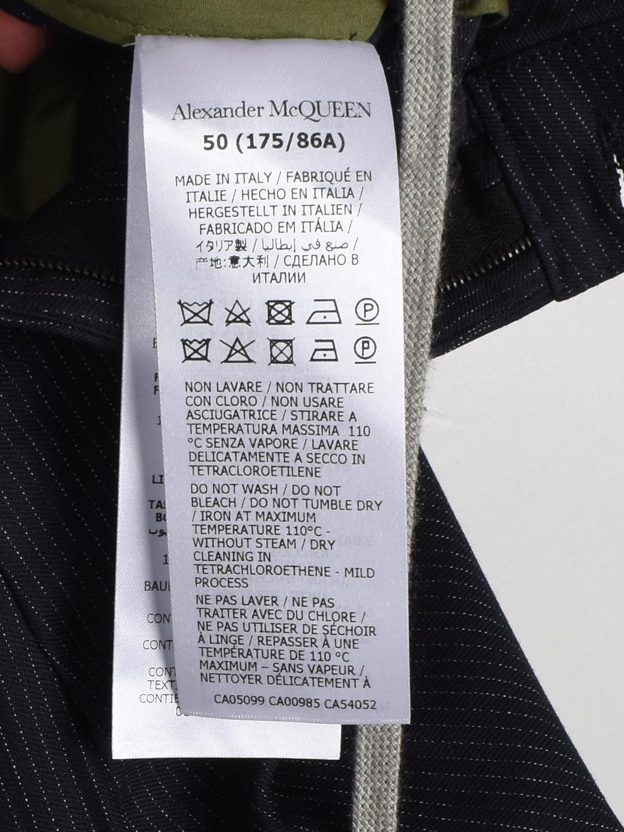 New Alexander McQueen Uomo Pantaloni dritti a righe Taglia IT50-L in vendita 3